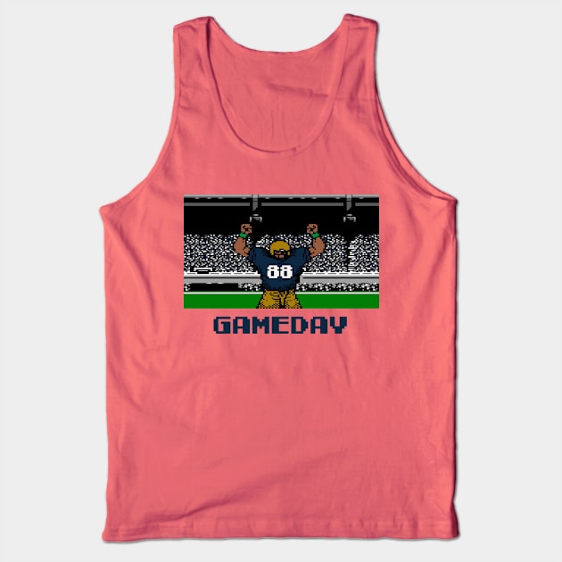 Blue and Gold Football Gameday Retro 8 Bit Linebacker Tank Top by SLAG_Creative